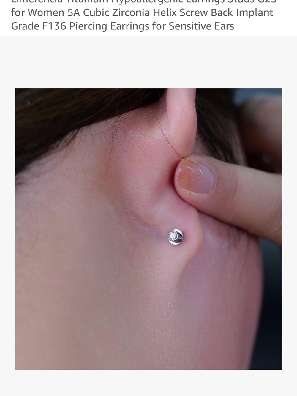 Titanium Round Dual Sided Cubic Zirconia Stud Earrings NEW - Picture 5 of 8